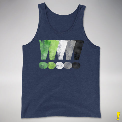 Distressed Aromantic Pride Exclamation Points Premium Tank Top - Navy Heather